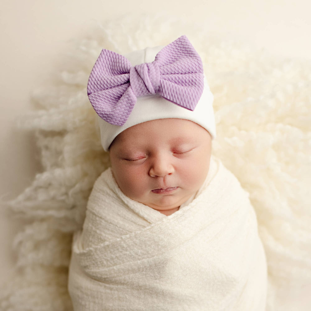 Baby Girl Hat - Poppy Bow - Lavender