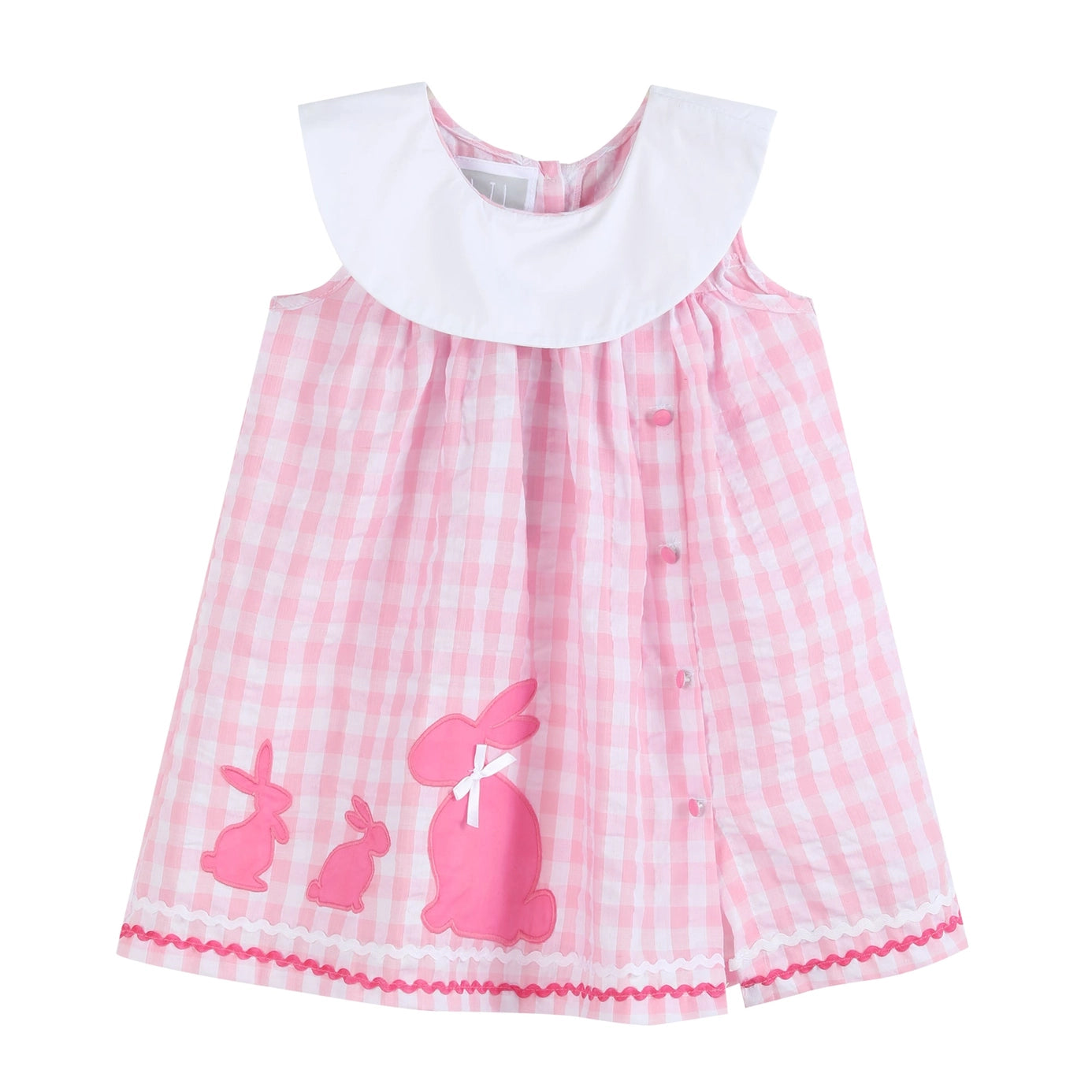 Pink Gingham Bunny Family Yoke Dress