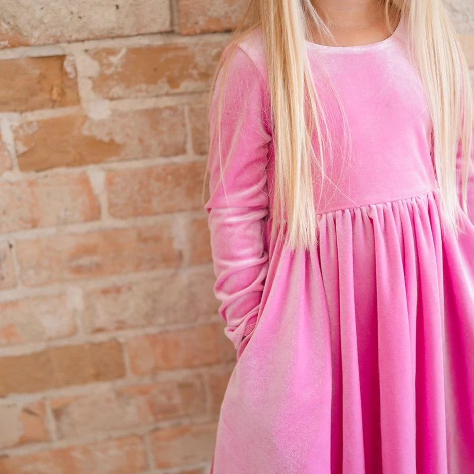 Gwendolyn Pink Velvet Dress
