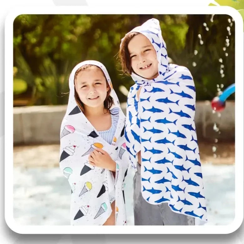 Kids UPF 50+ Hooded Sunscreen Towel - Fish