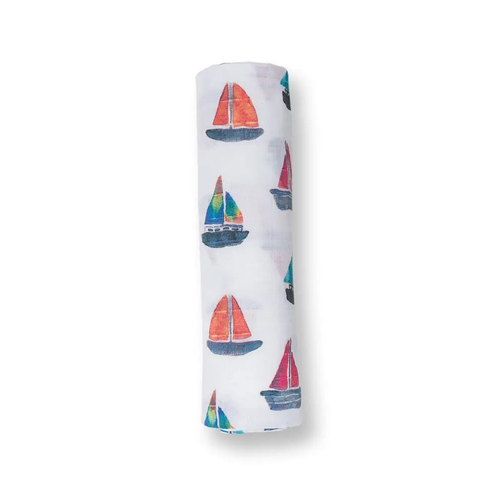 Bright Sailboats Swaddle Blanket