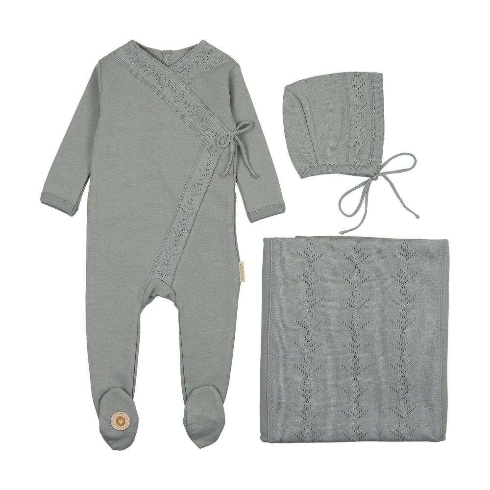 Pointelle Twist Baby Layette Gift Set - Quarry Grey