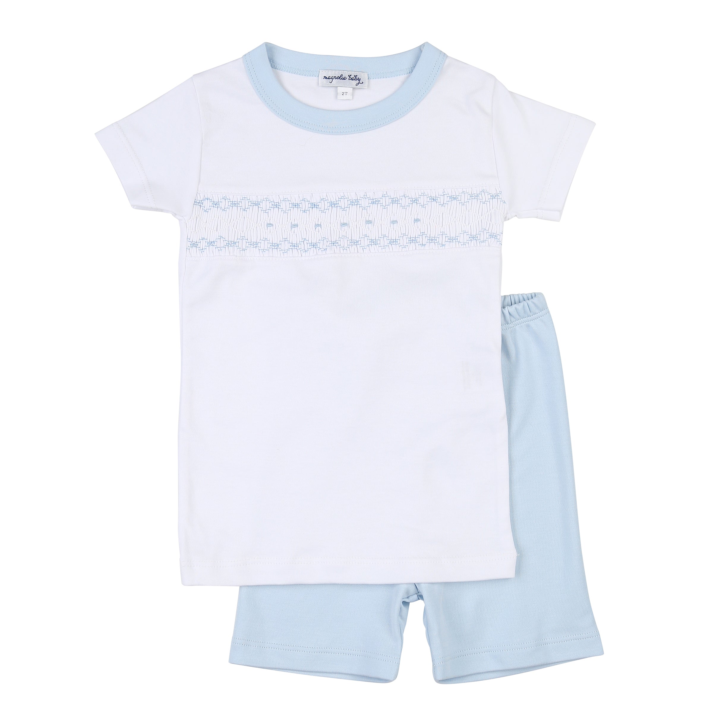 Lindsay & Luke Smocked Short Pajamas - Blue