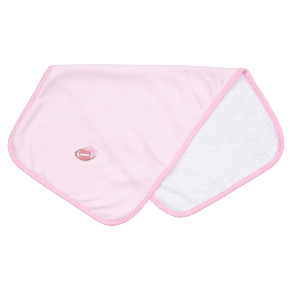Darling Football Embroidered Burp Cloth - Pink