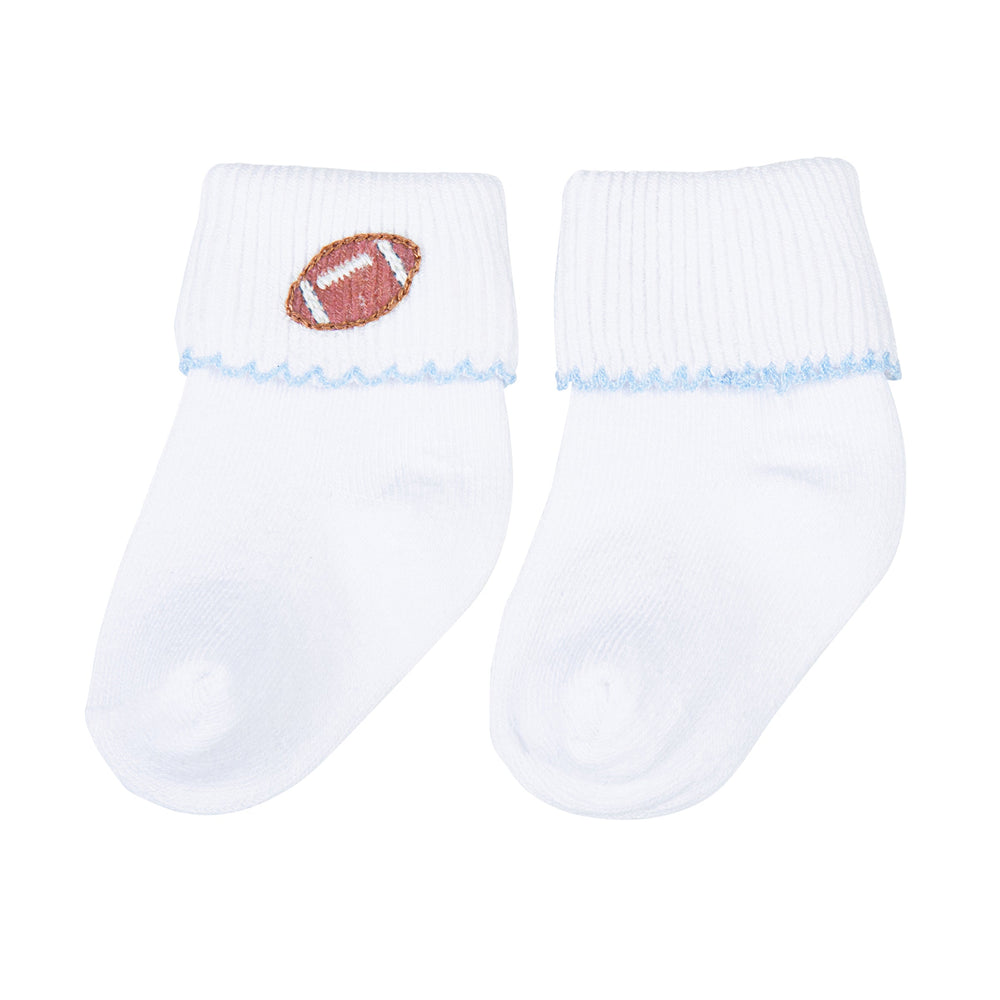 Darling Football Embroidered Socks - Blue
