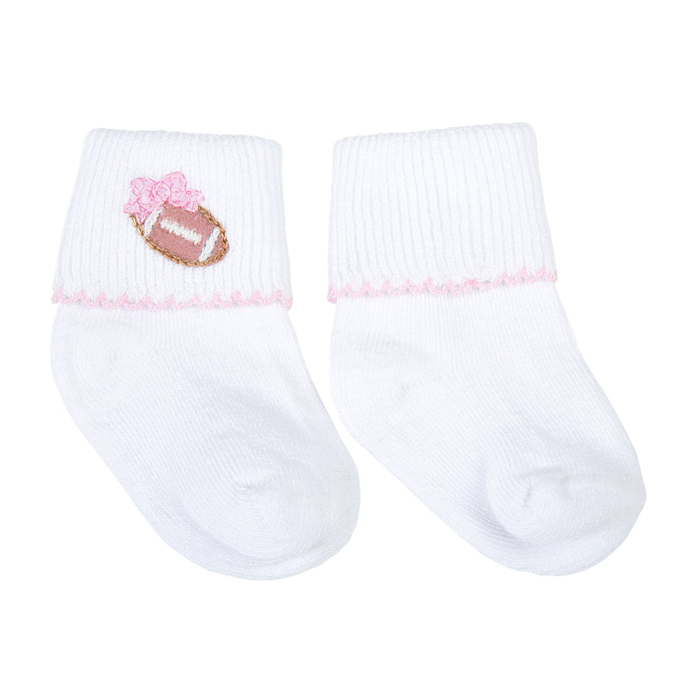 Darling Football Embroidered Socks - Pink