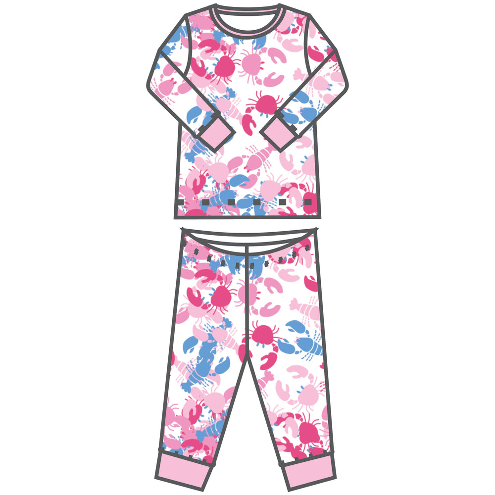 Crabs and Lobsters Pink Long Pajama