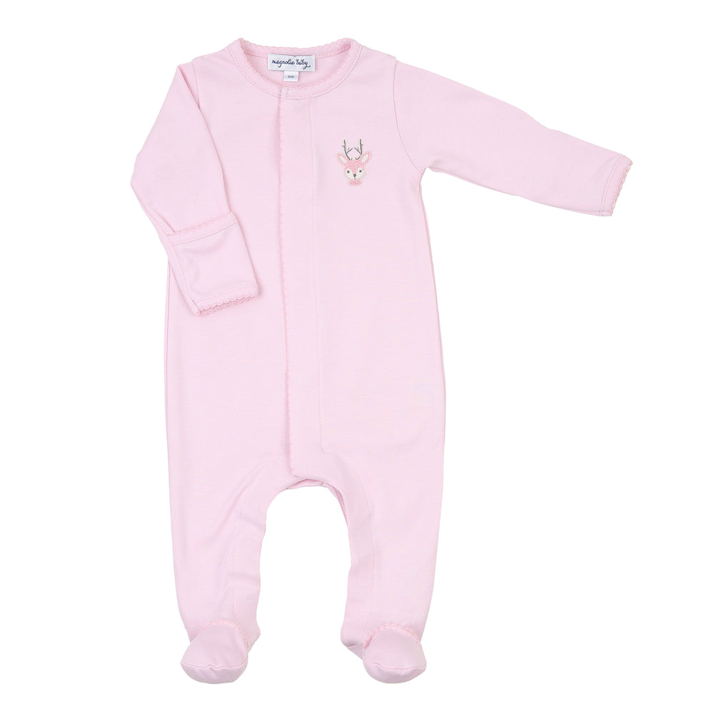 Tiny Buck Embroidered Footie - Pink