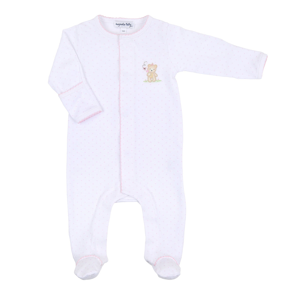 Sweet Teddies Embroidered Footie - Pink