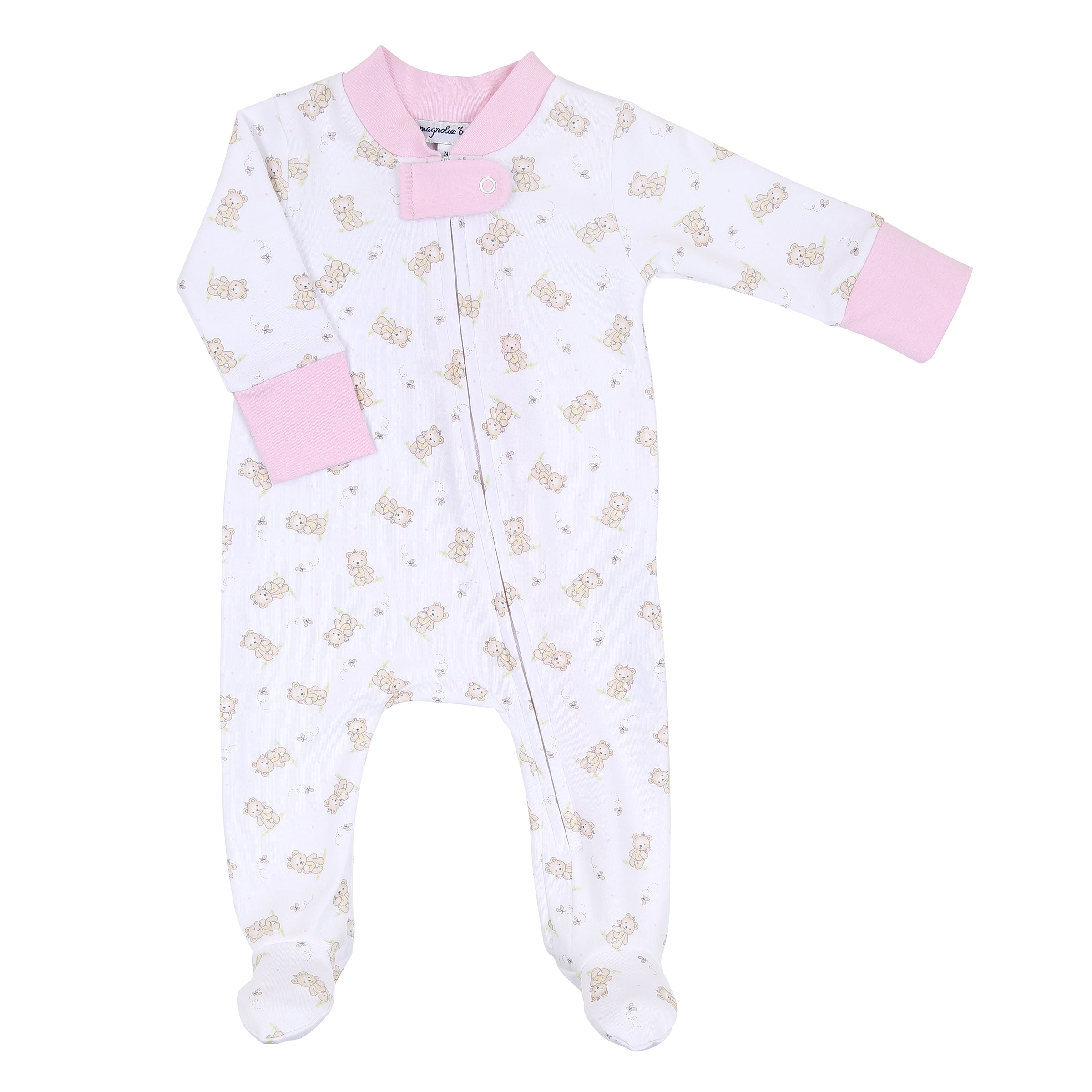 Sweet Teddies Zip Footie - Pink