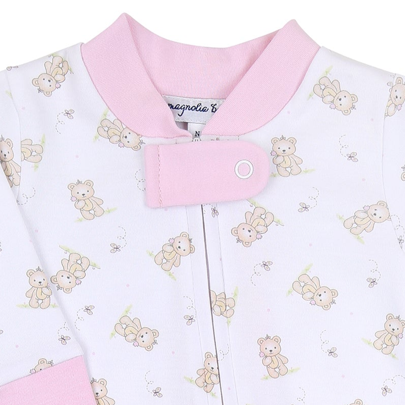 Sweet Teddies Zip Footie - Pink