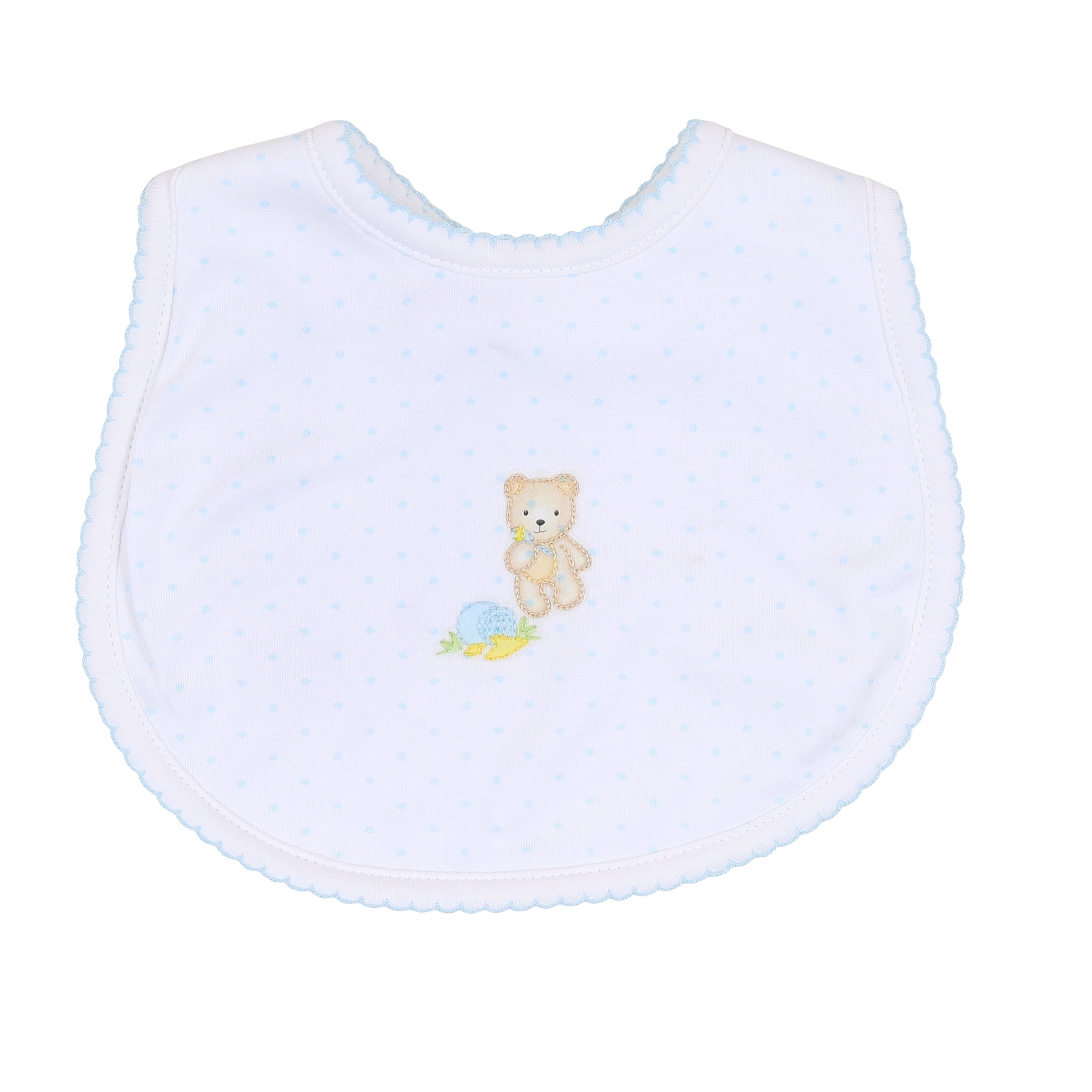 Sweet Teddies Embroidered Bib - Blue