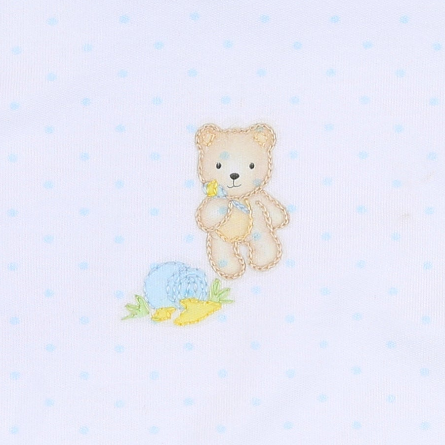 Sweet Teddies Embroidered Bib - Blue