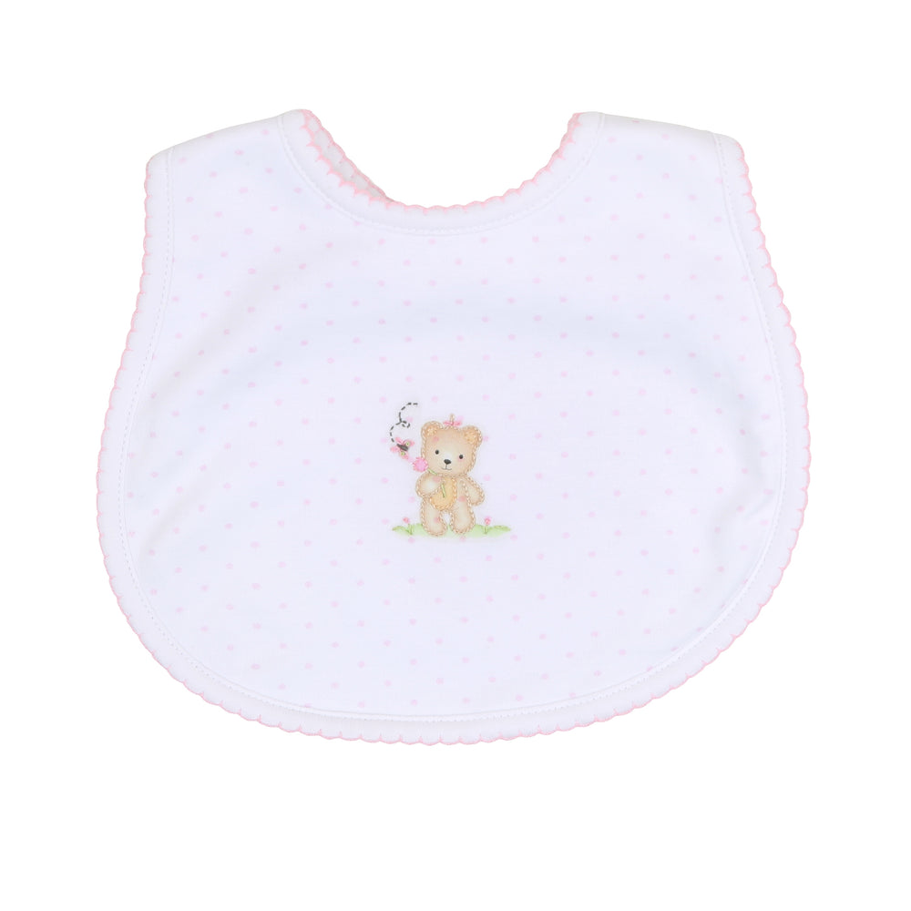 Sweet Teddies Embroidered Bib - Pink