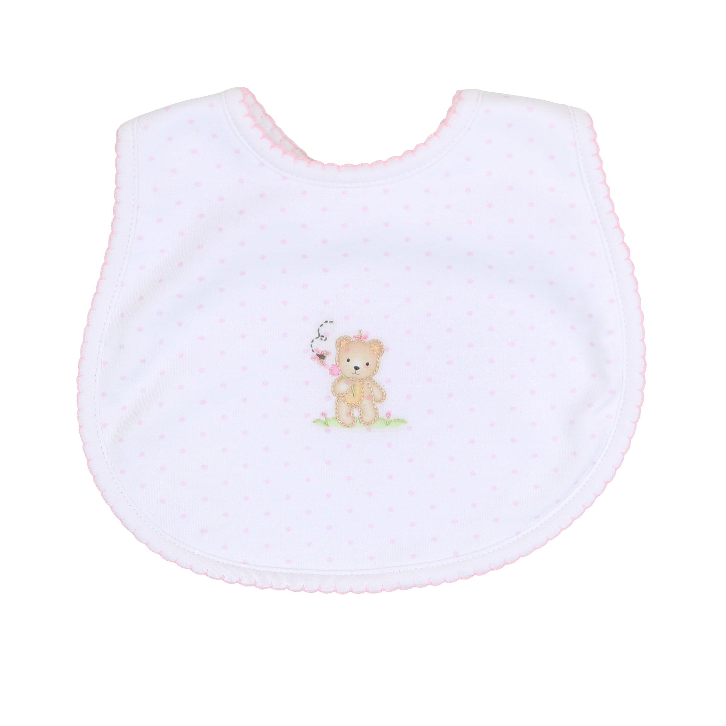 Sweet Teddies Embroidered Bib - Pink