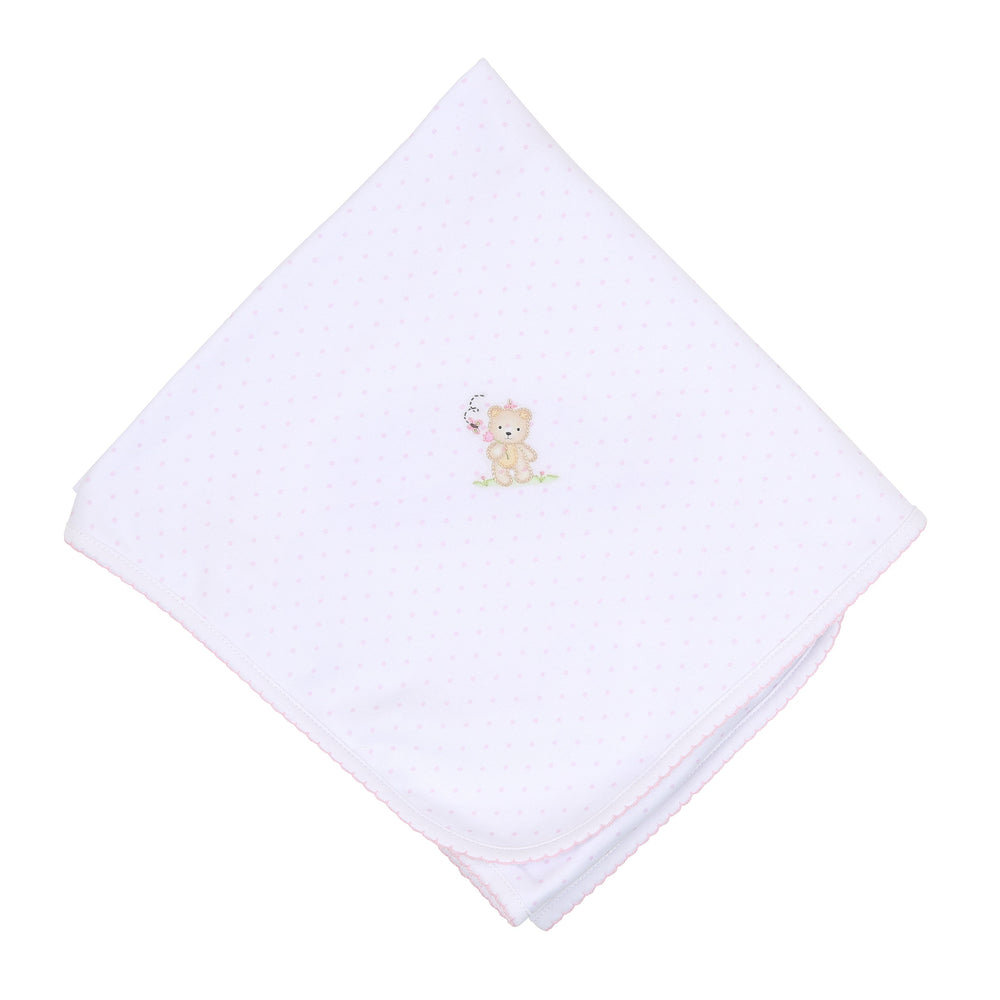 Sweet Teddies Embroidered Receiving Blanket - Pink