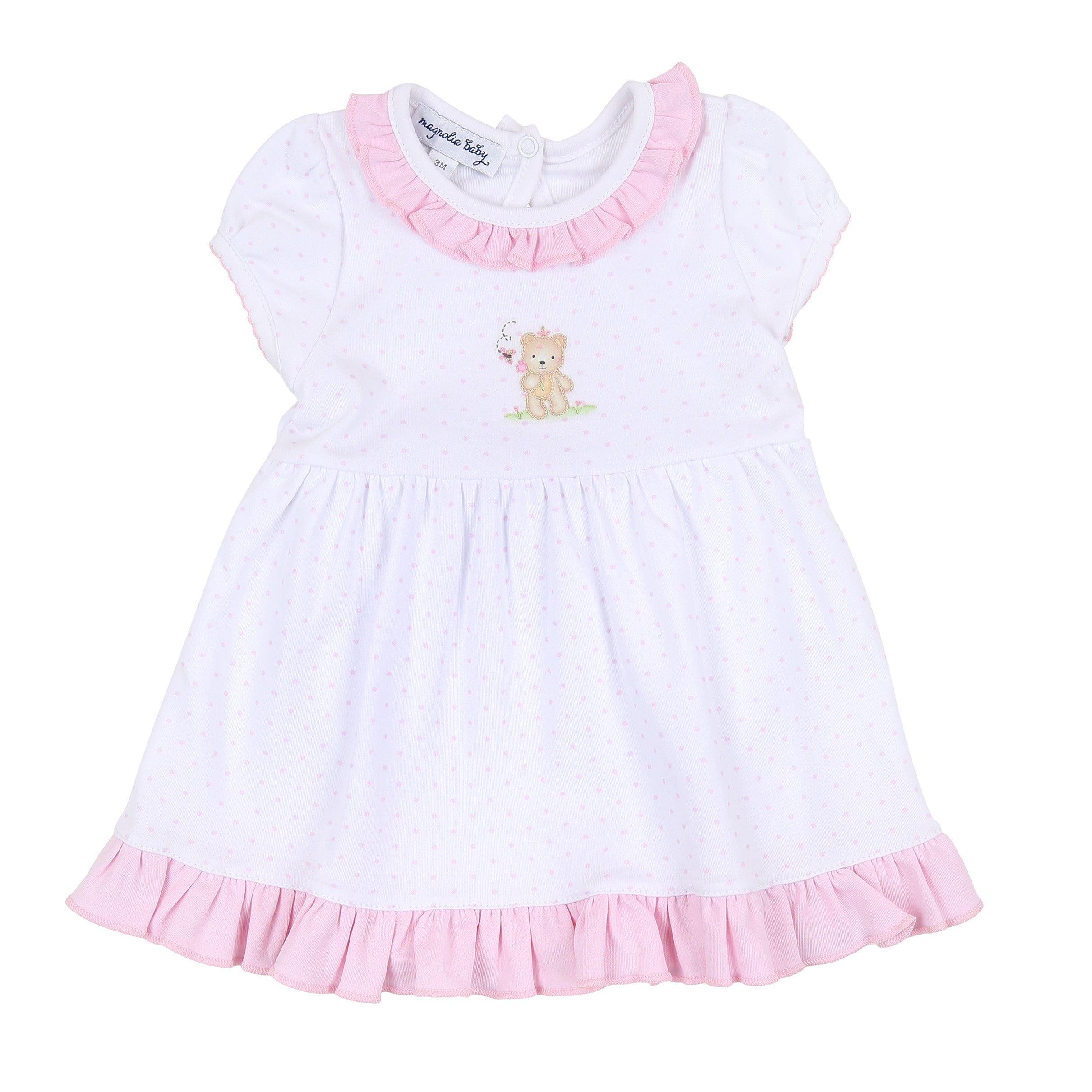 Sweet Teddies Embroidered Dress + Diaper Cover