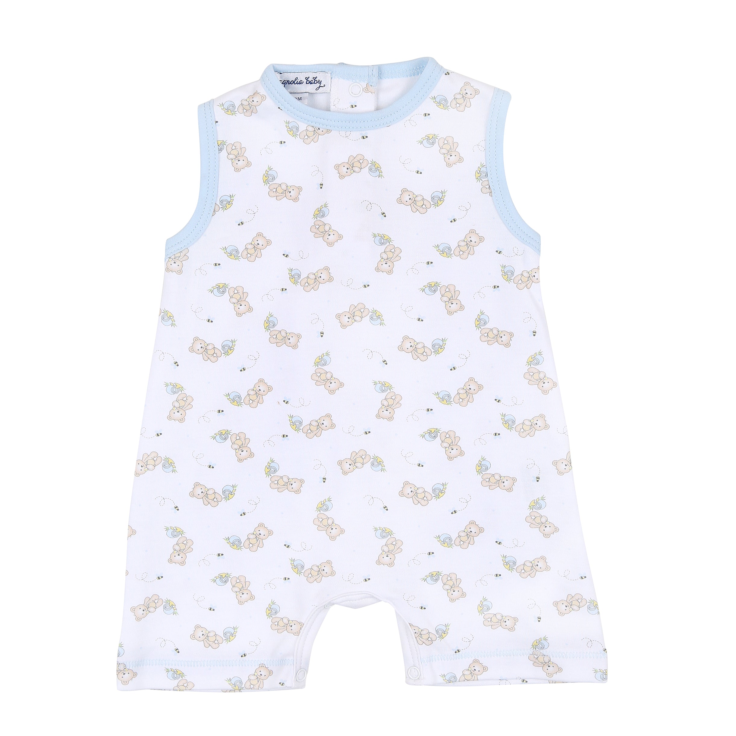 Sweet Teddies Printed Sleeveless Short Playsuit - Blue