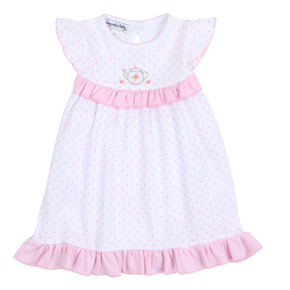 Sweet Teapot Embroidered Dress + Diaper Cover