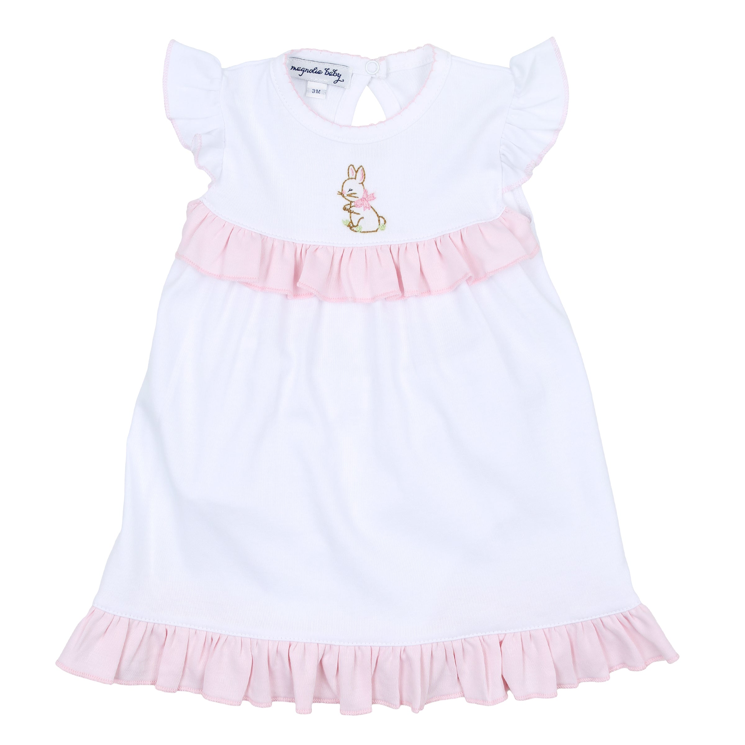 Vintage Bunny Embroidered Ruffle Flutters Toddler Dress