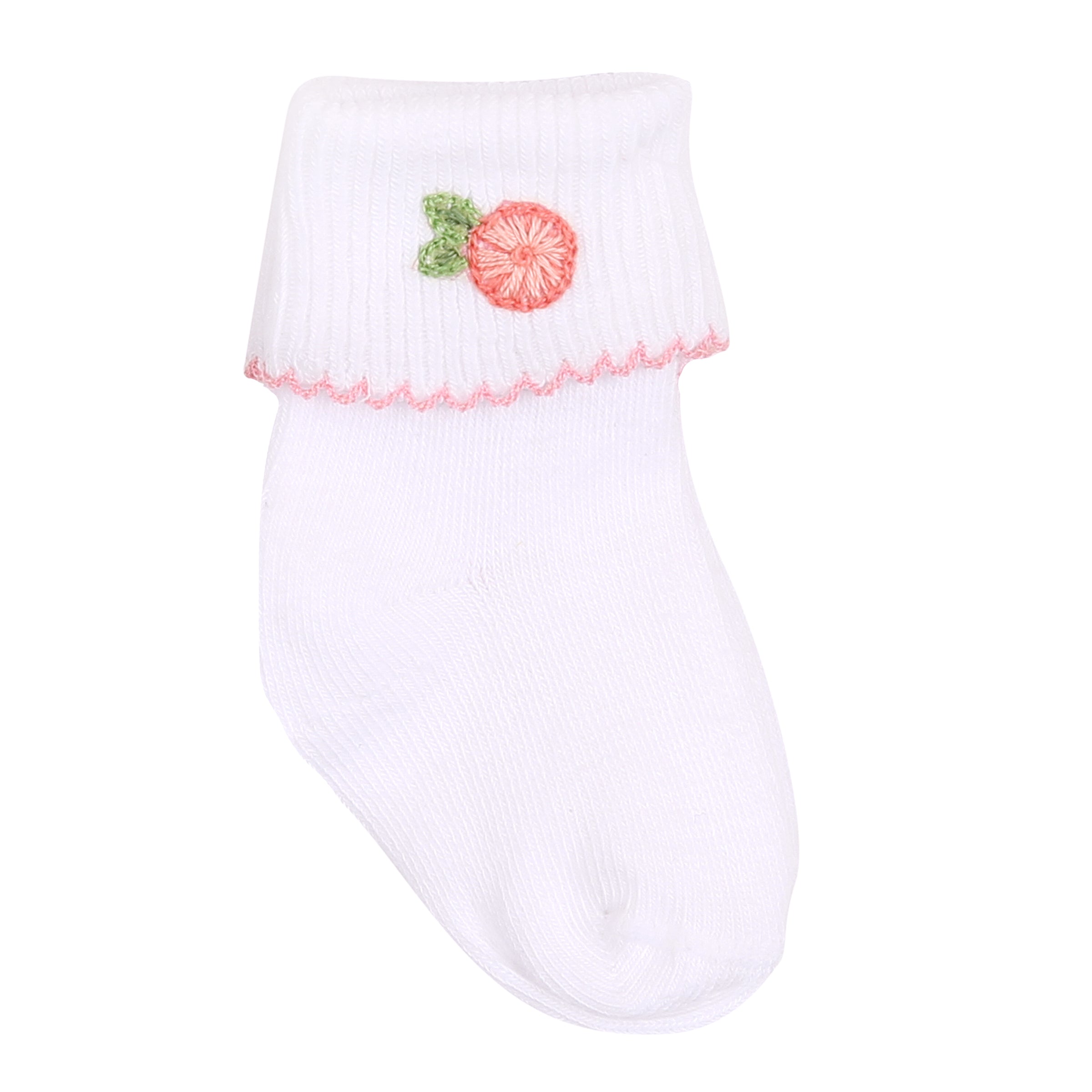 Ruby Red Pink Embroidered Socks