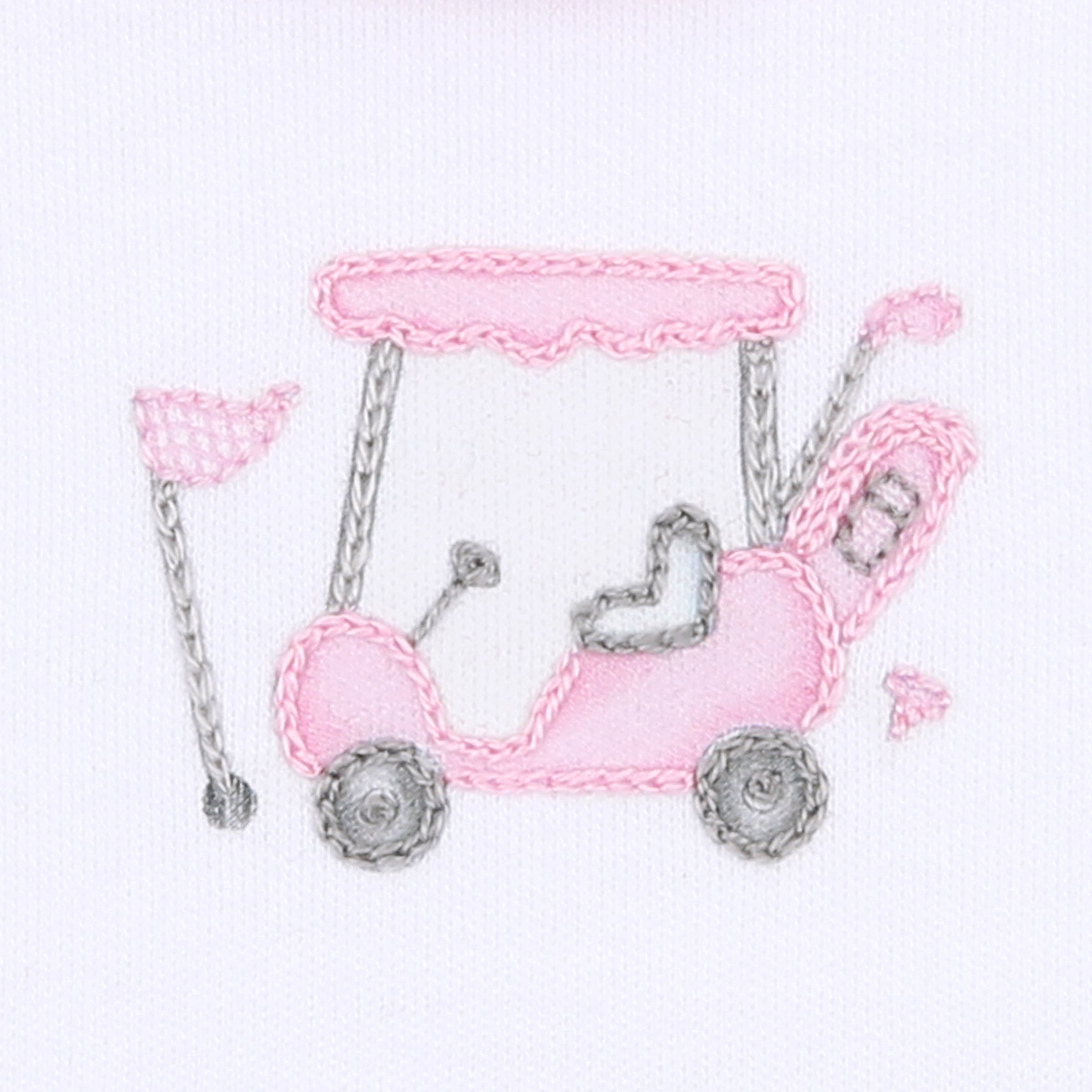 Putting Around Embroidered Footie - Pink