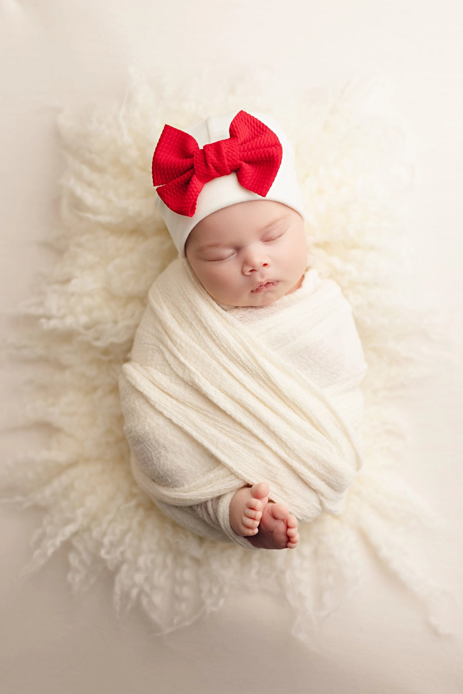 Baby Hat - Poppy Bow - Red