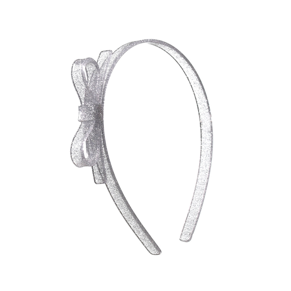 Silver Thin Bow Glitter Headband