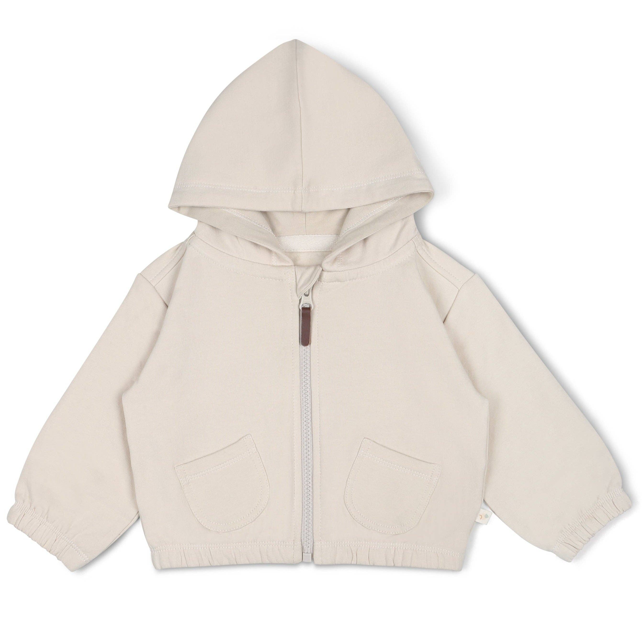 Zip Front Fleece Hooded Jacket - Oat