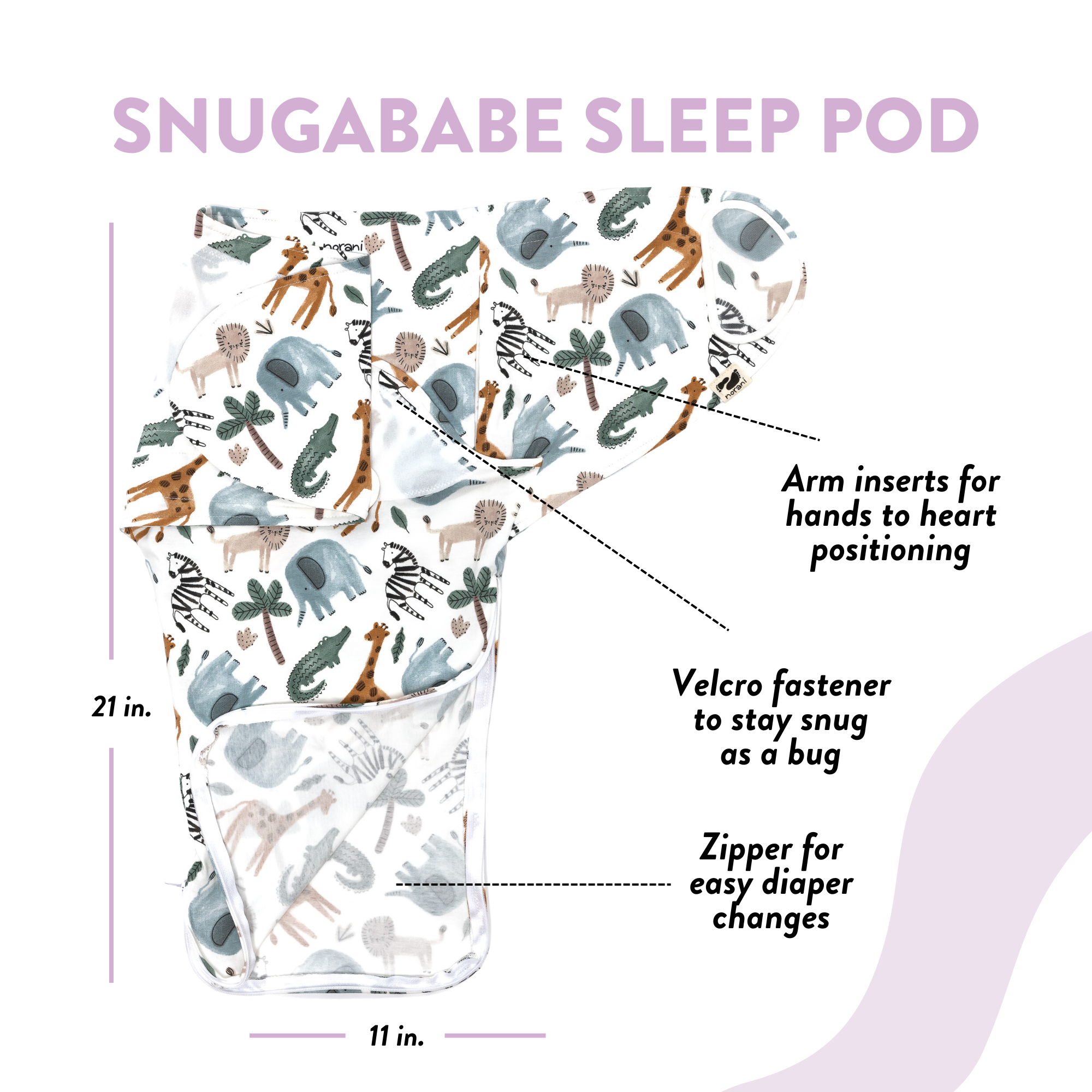Safari Animals Snugababe Swaddle™ Sleep Pod