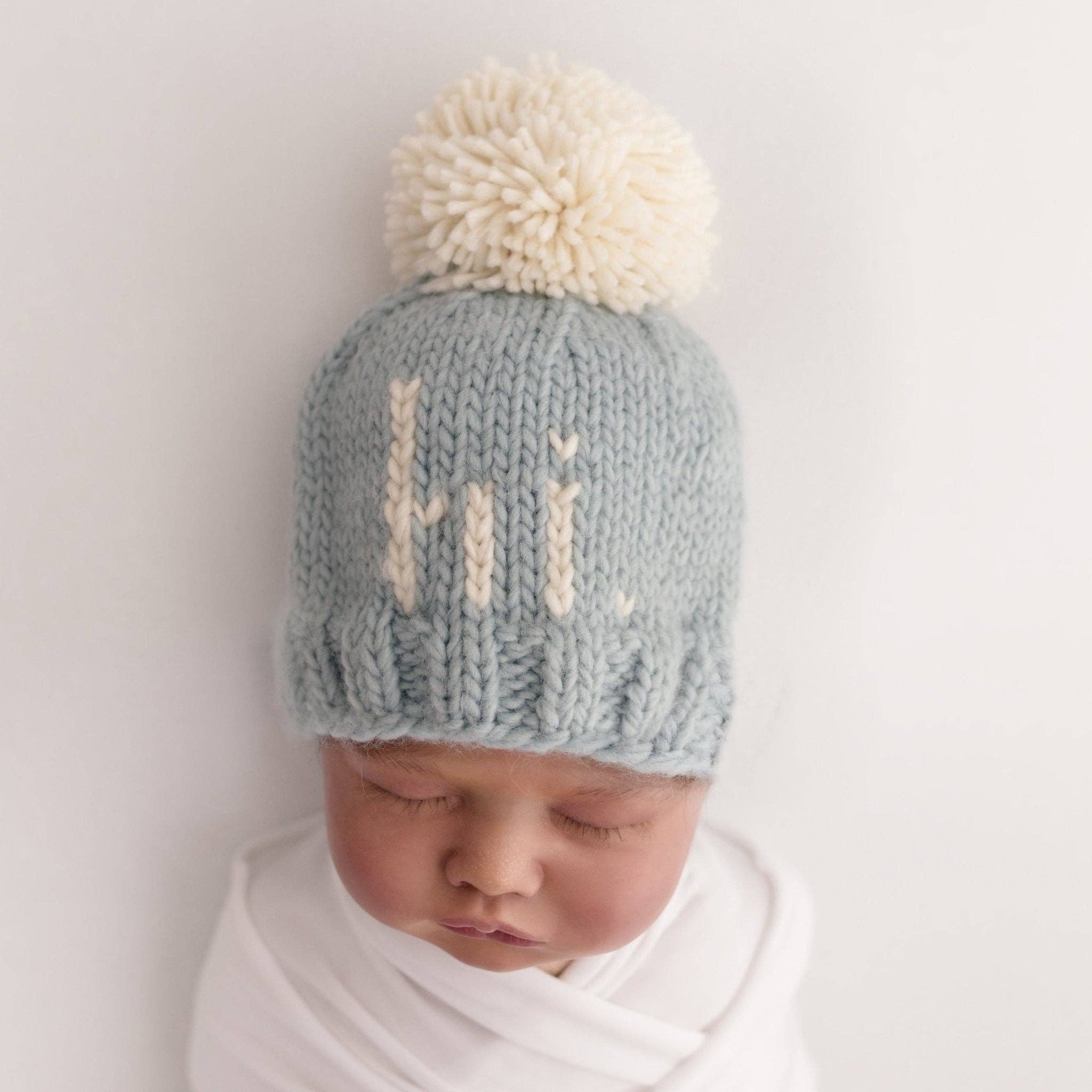 hi. Surf Blue Hand Knit Beanie Hat