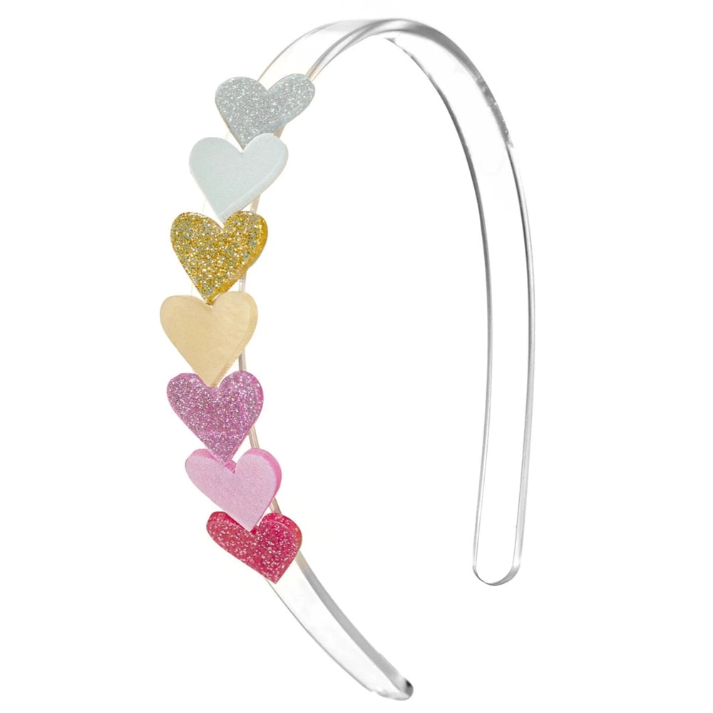 Glitter Hearts Headband - Pearl