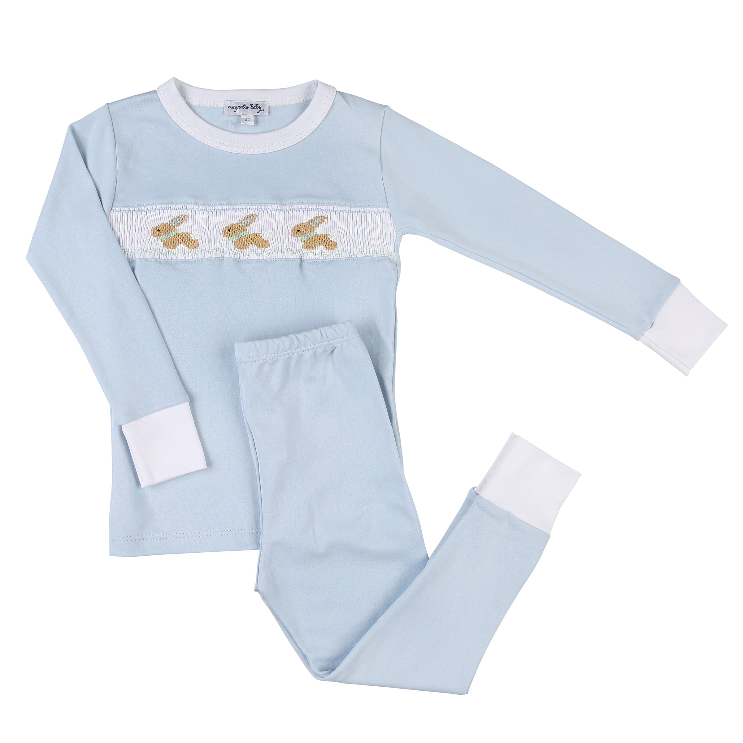 Blue Springtime Bunny Classics Smocked Long Pajama