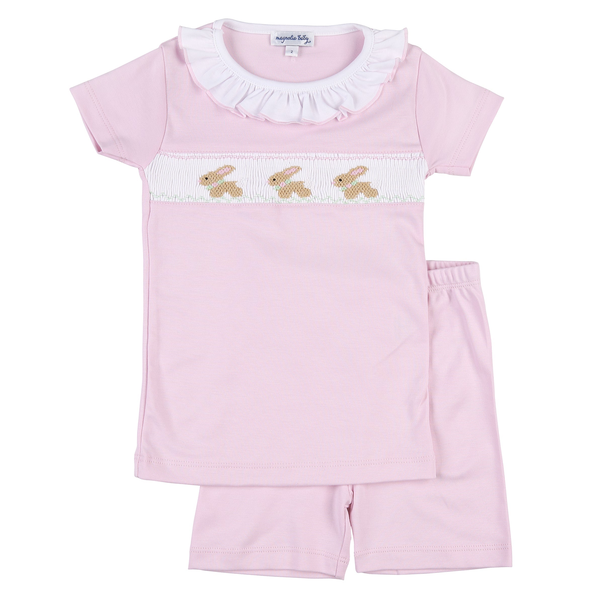 Pink Springtime Bunny Classics Smocked Short Pajamas