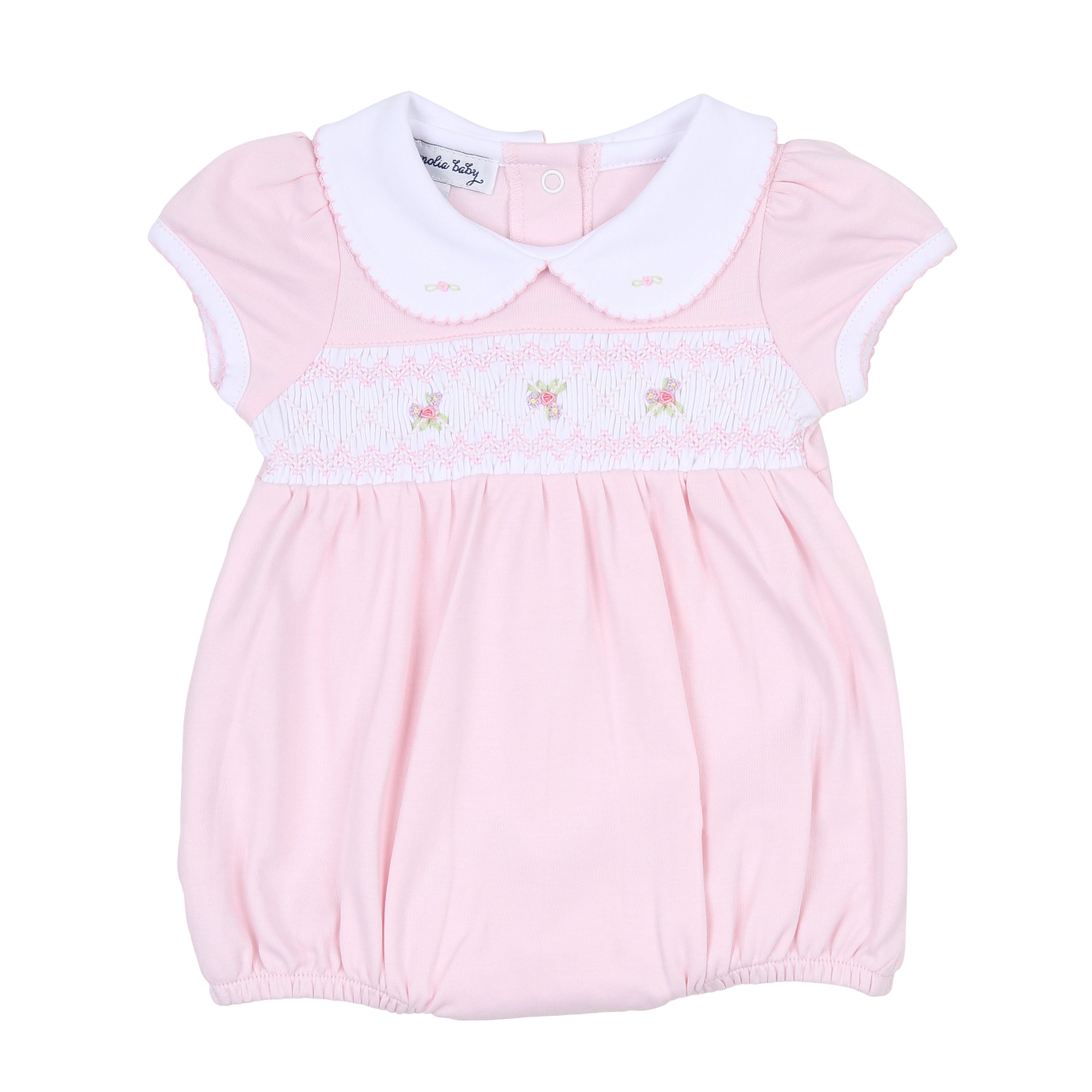 Freya & Finn Smocked Short Sleeve Girl Bubble