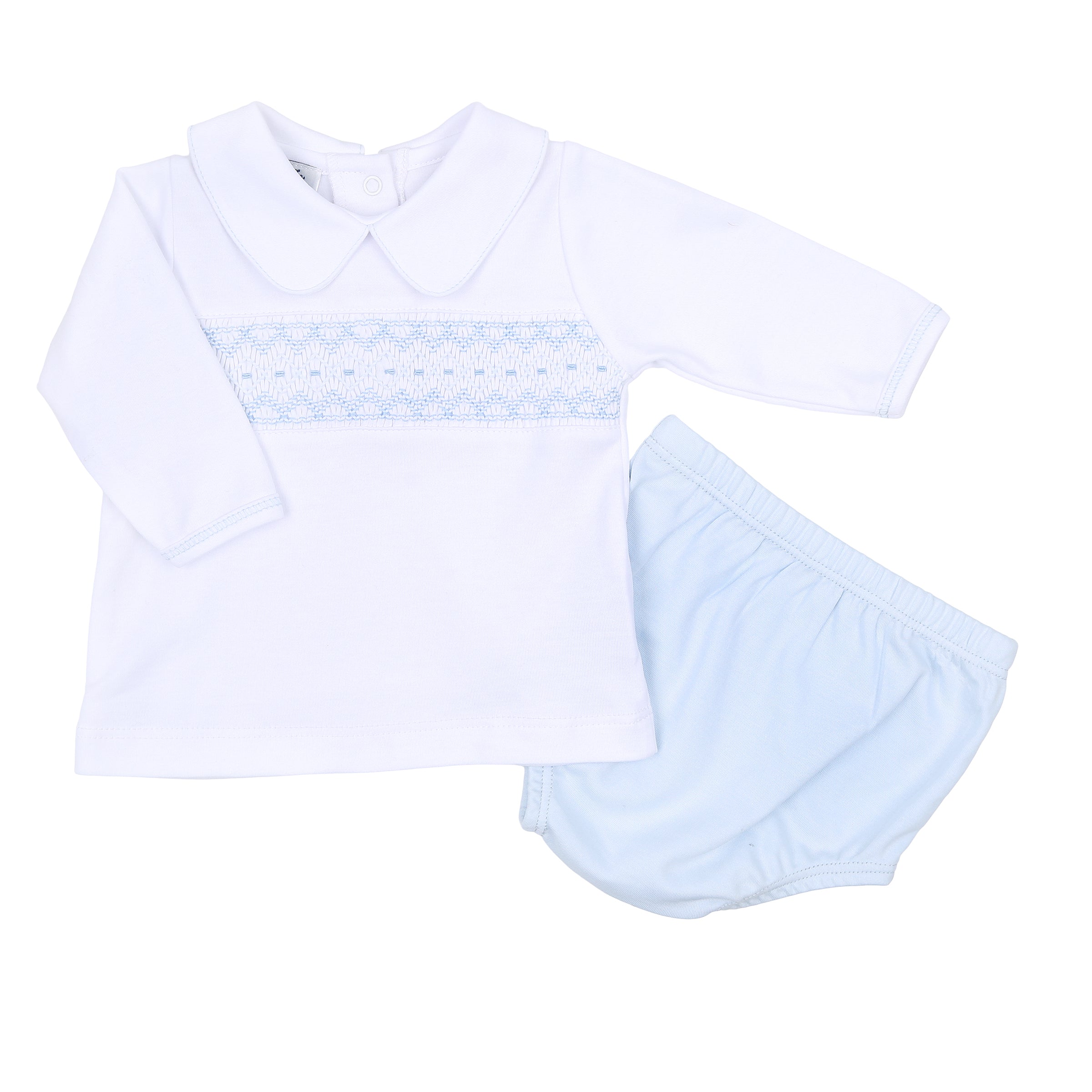 Freya & Finn Smocked Diaper Cover Set - Blue