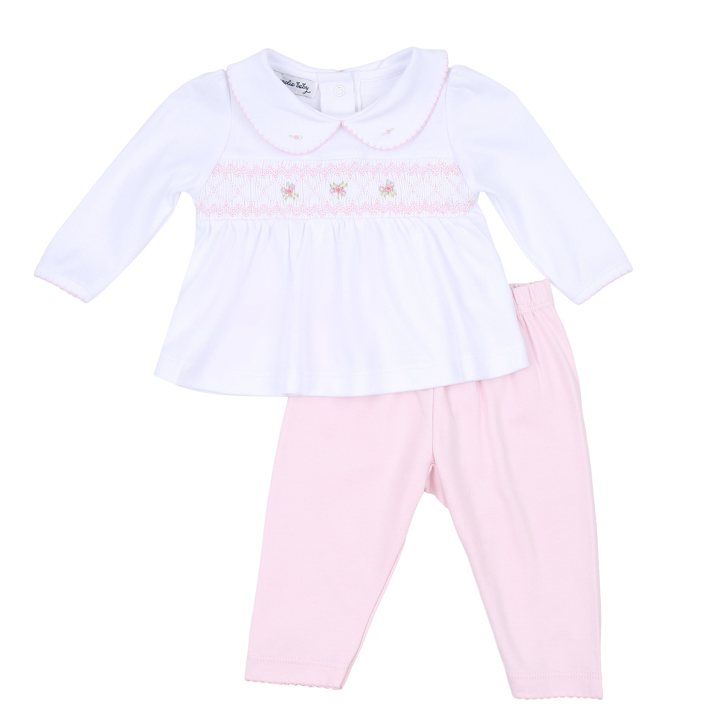 Freya and Finn Smocked Pant Set - Pink