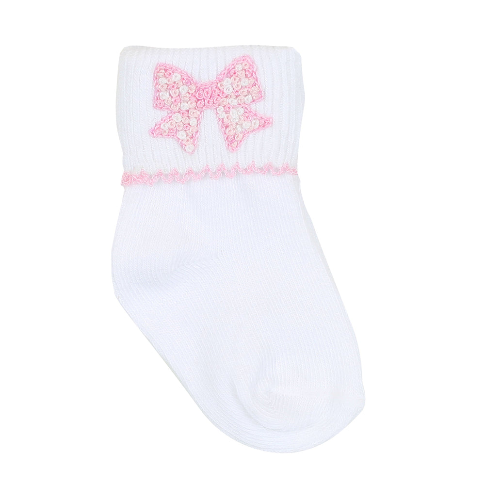 Gingham Bows Embroidered Socks