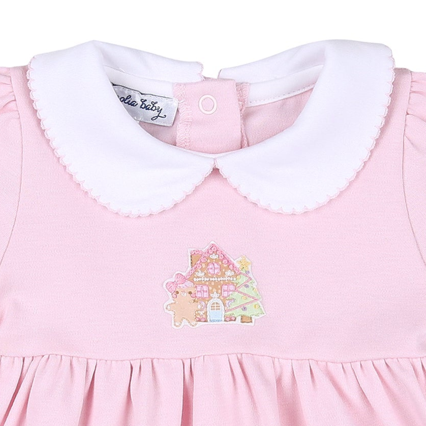 Sweet Gingerbread Embroidered Dress + Diaper Cover