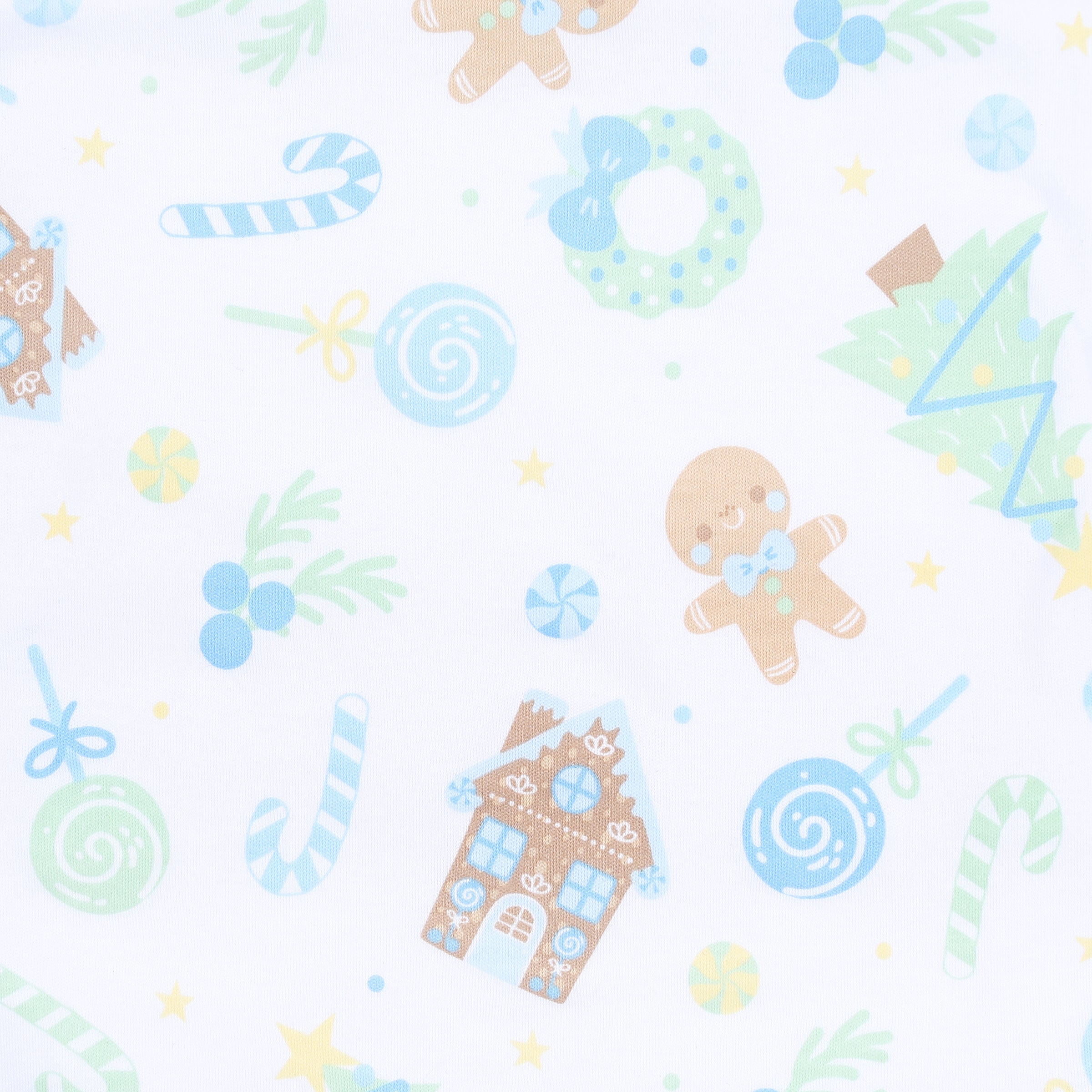 Sweet Gingerbread Print Footie - Blue