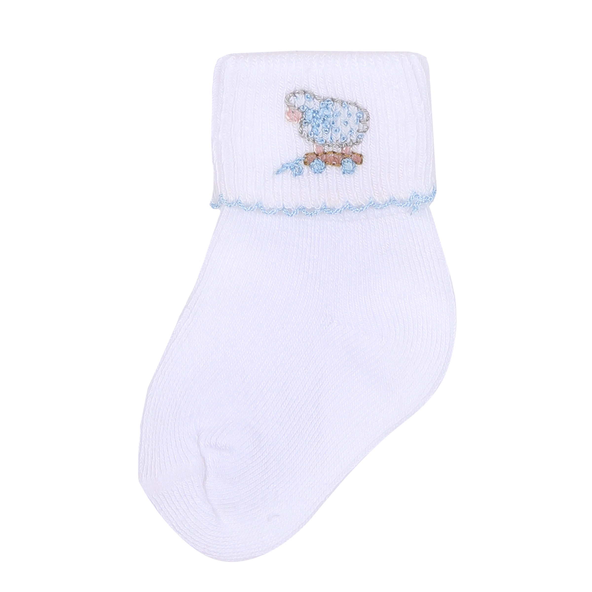 Darling Lambs Embroidered Socks - Blue