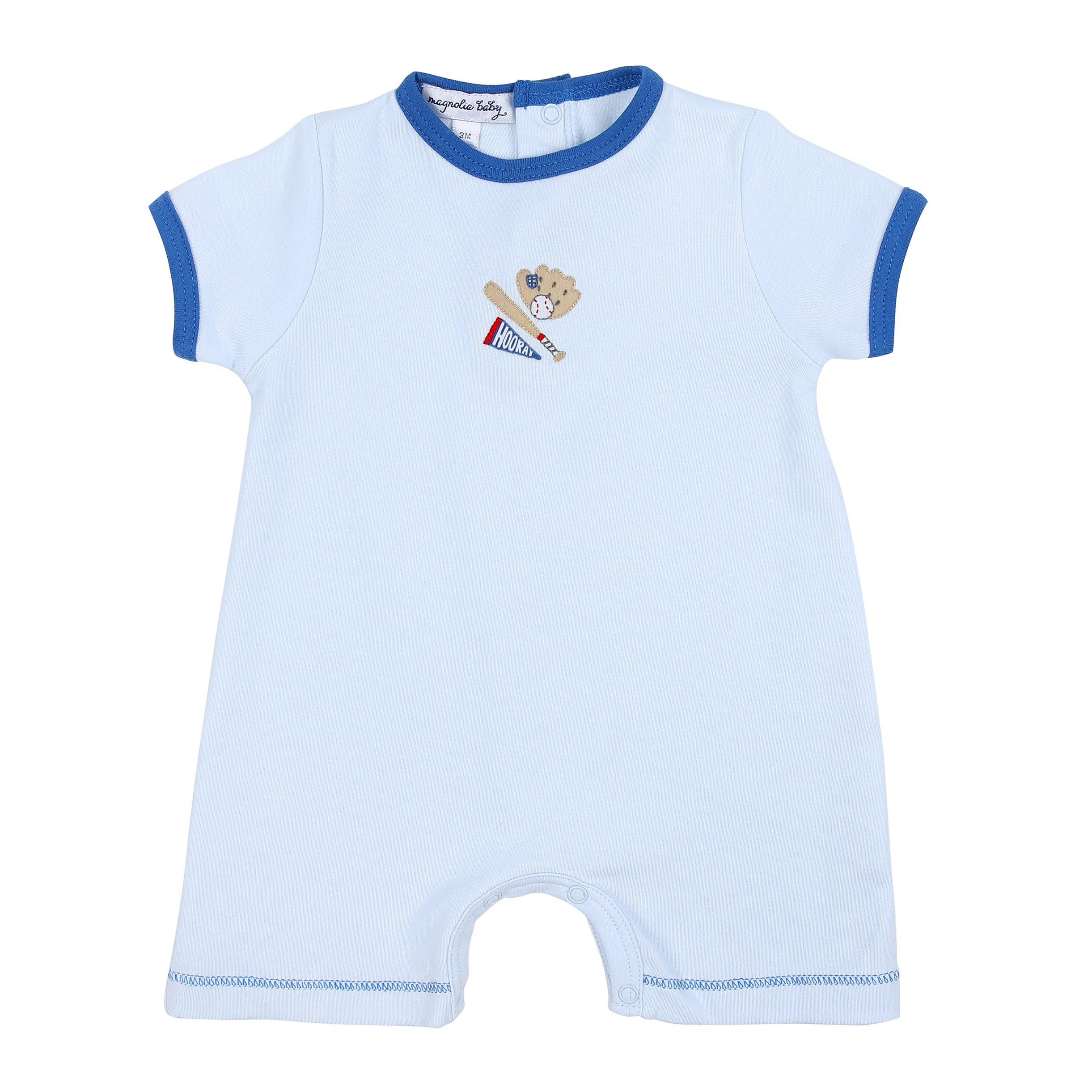 Hurray For Baseball Embroidered Short Playsuit