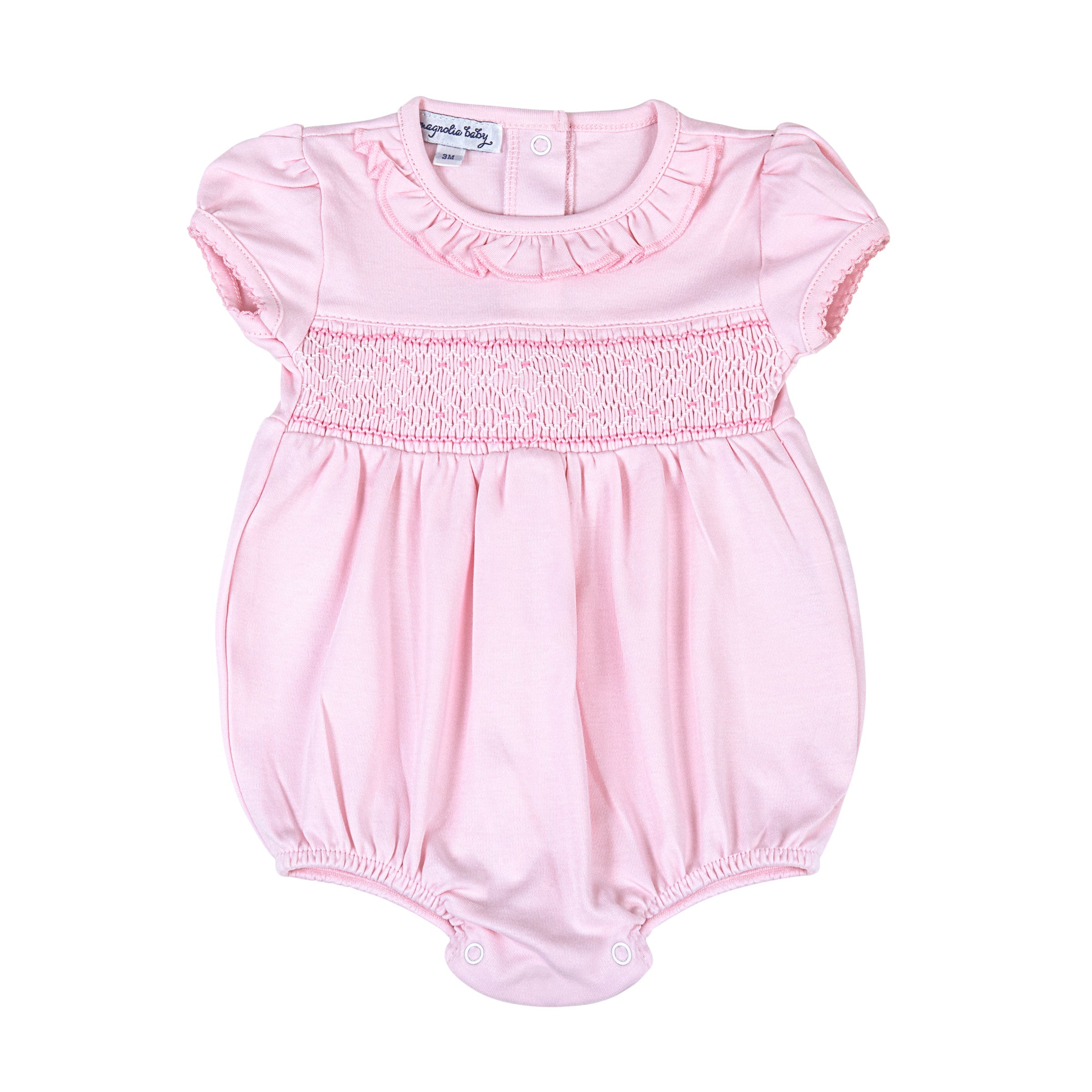 Solid Pink Smocked Bubble