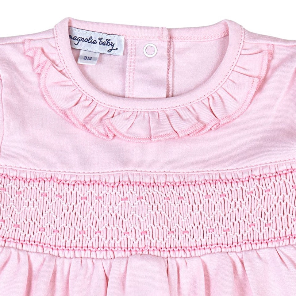 Solid Pink Smocked Bubble