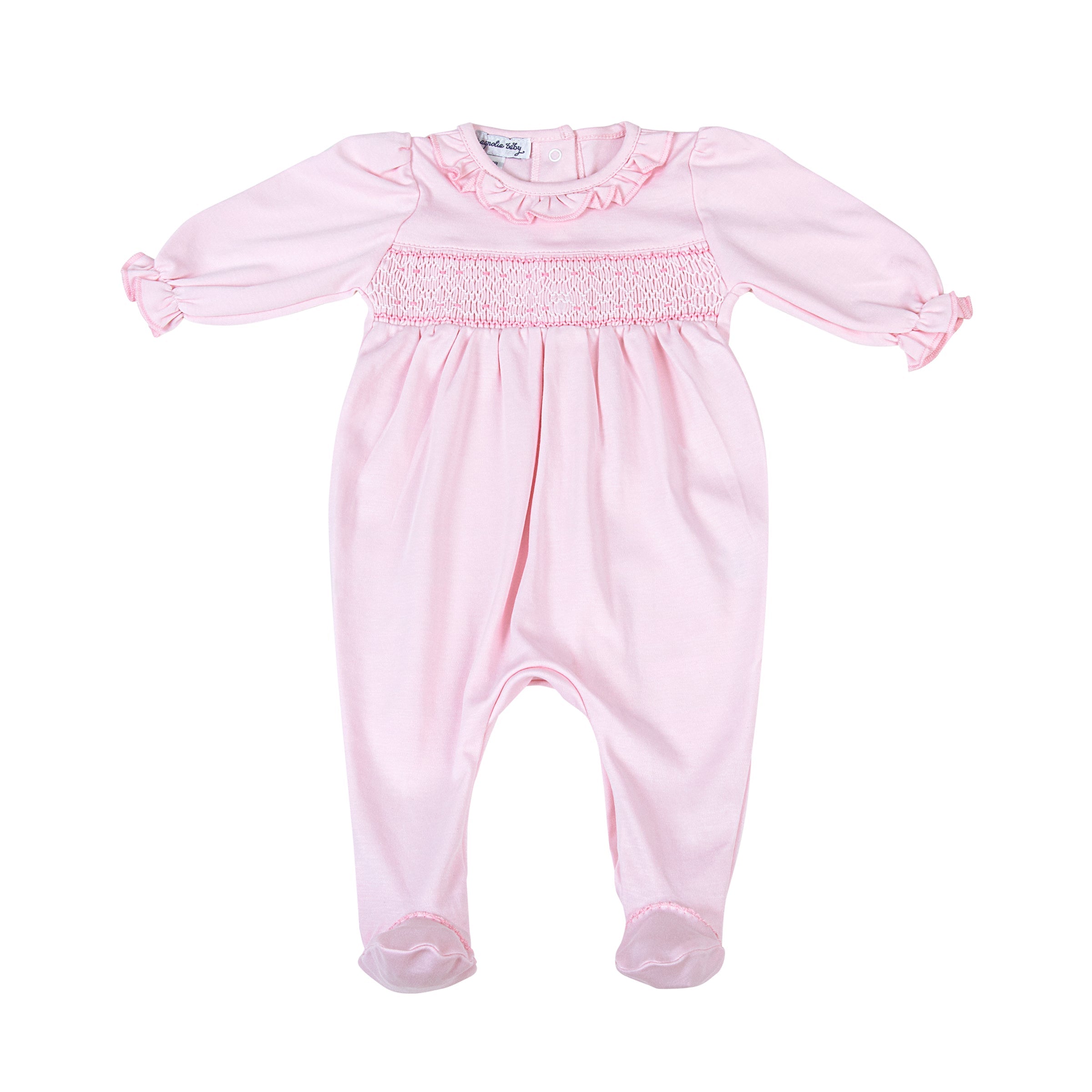 Solid Pink Smocked Footie