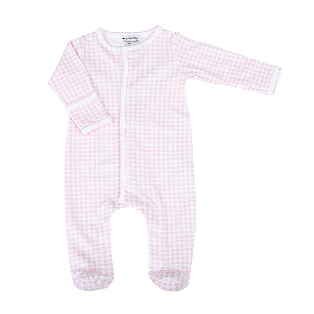 Mini Checks Footie - Pink