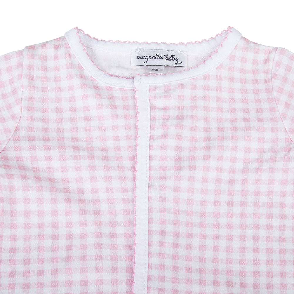 Mini Checks Footie - Pink