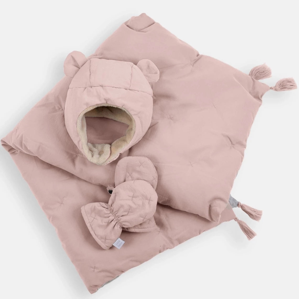 Cub Set - Airy | Mitten, Hat & Blanket - Cameo