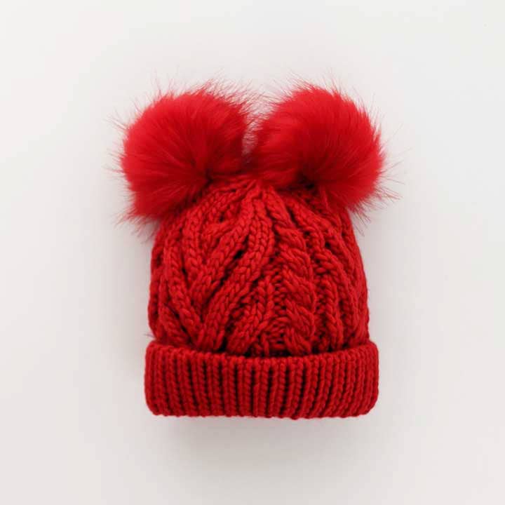 Red Pom Pom Hat Baby & Kids