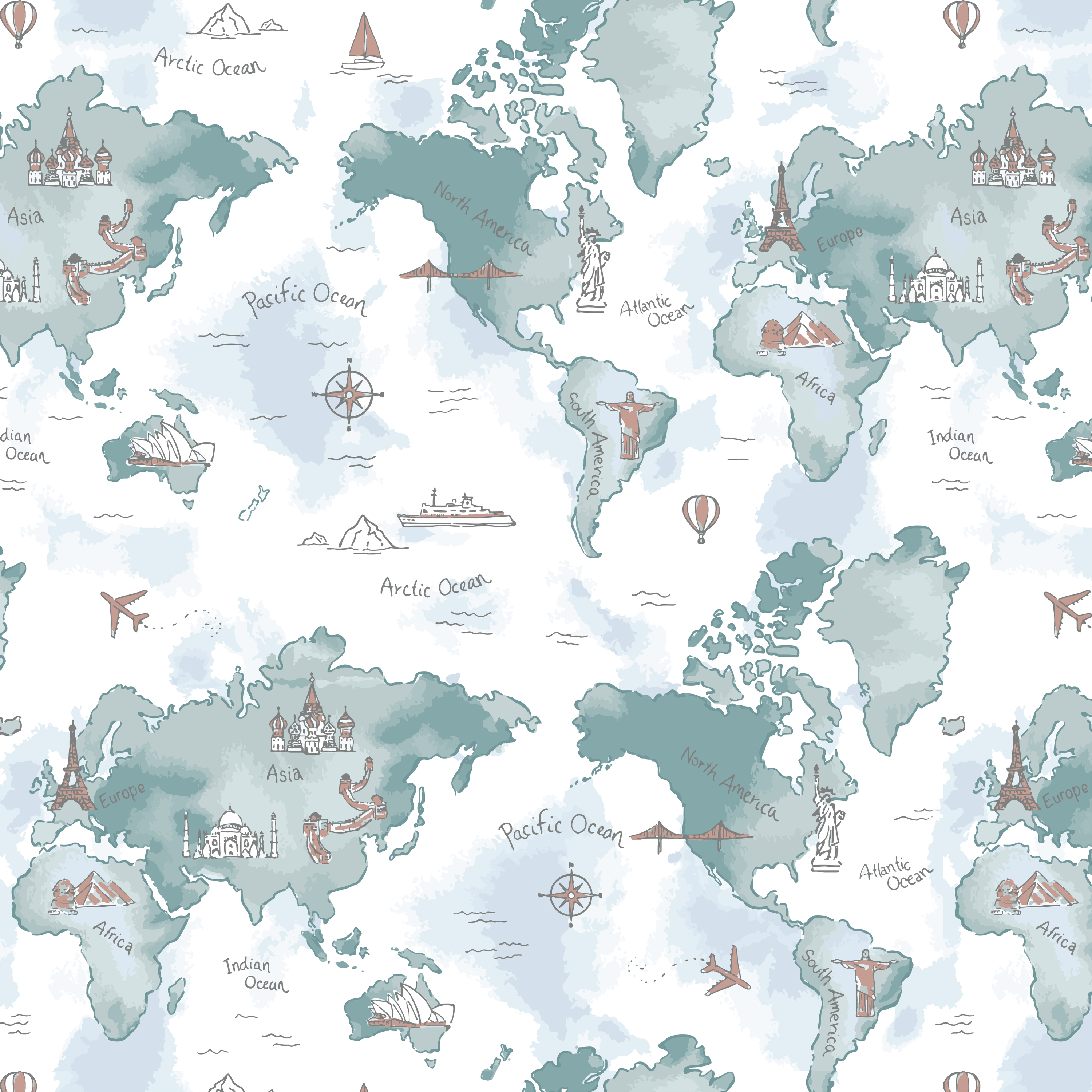 World Map Muslin Crib Sheet
